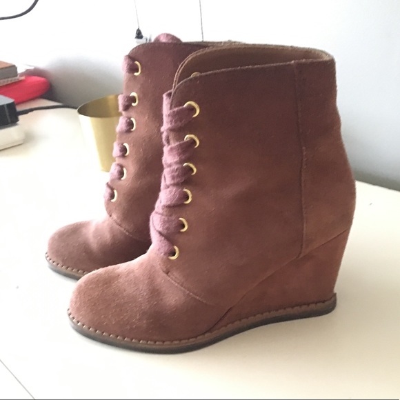 kate spade Shoes - Kate Spade Lace Up Booties Wedge Heel - 6M